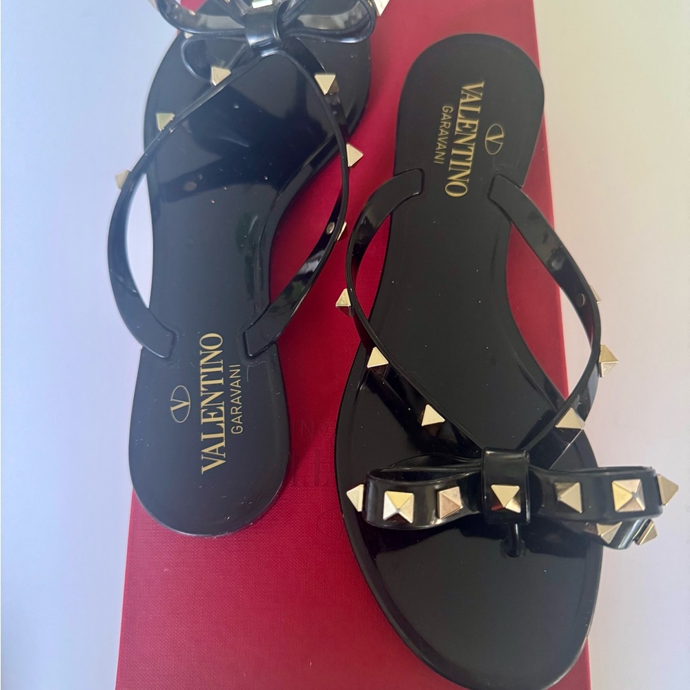 Valentino Garavani Black Studded Sandals with Bow Detail (gently used) - Picture 3 of 6